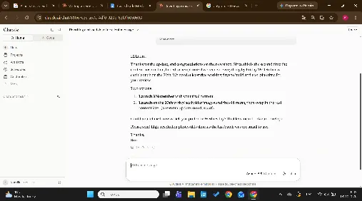 Claude Sonnet 5.5&rsquo;s rewrite of the client reply with the two options as a list, running to 125 words